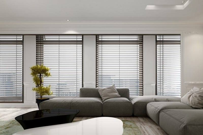 Image of living room with window blinds